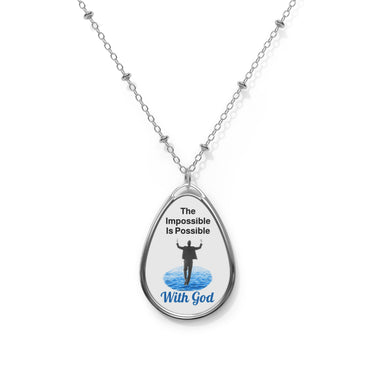 Inspirational oval pendant necklace with